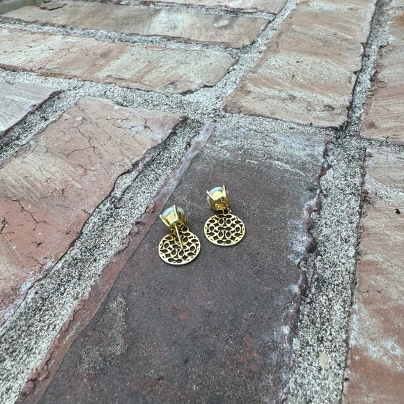 SOLD - Coach Logo Pearl Earrings - Picture 4 of 4